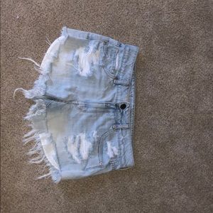 Light wash denim shorts